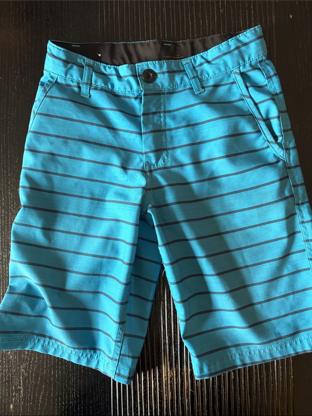 Quiksilver Boys Teal Blue Striped Shorts